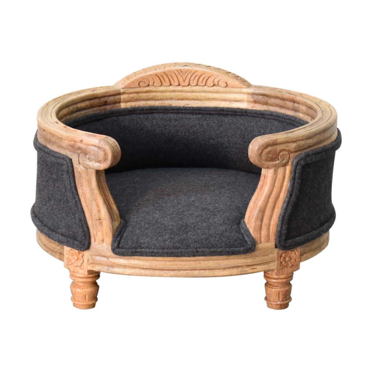 Couchage pour animal sculpté Battleship tweed