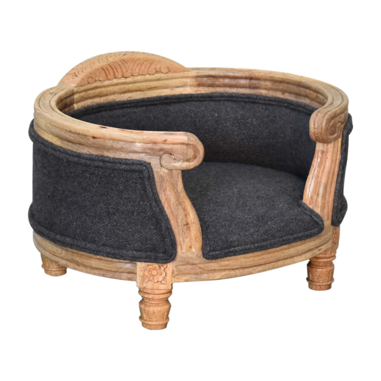 Couchage pour animal sculpté Battleship tweed