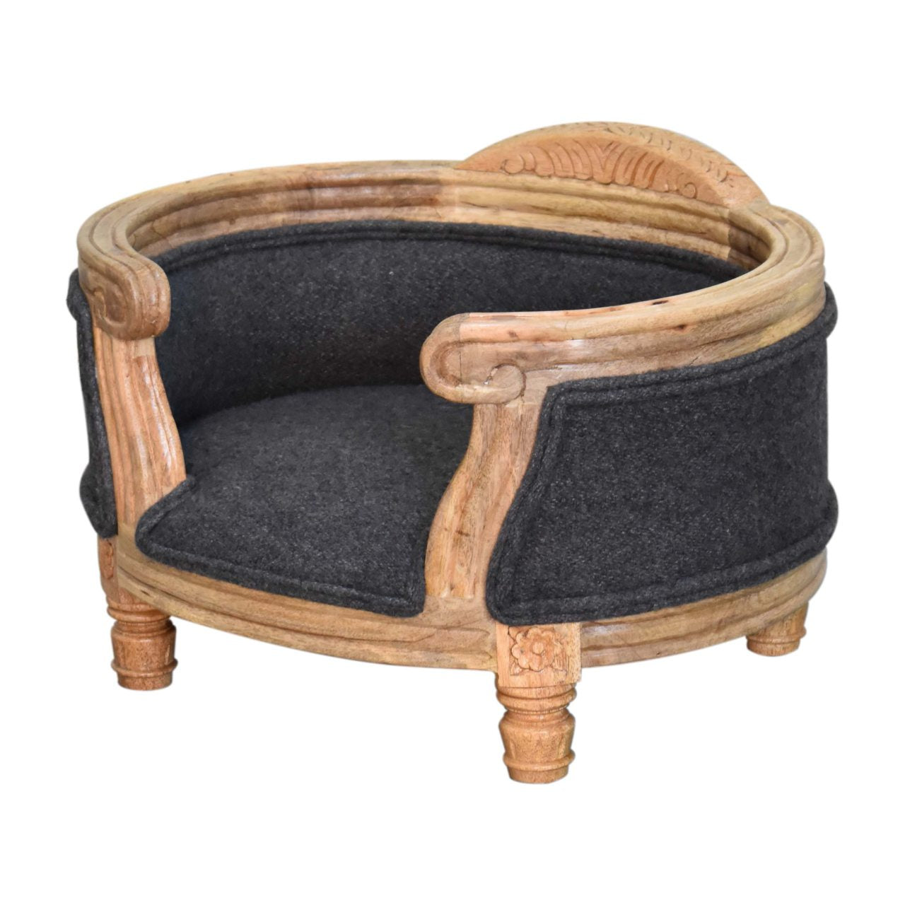 Couchage pour animal sculpté Battleship tweed