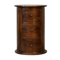 Commode Tambour Ronde 3 Tiroirs Châtaigne