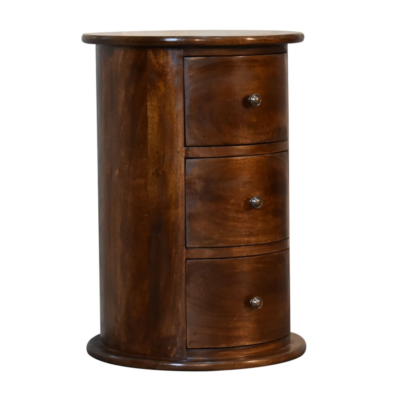Commode Tambour Ronde 3 Tiroirs Châtaigne