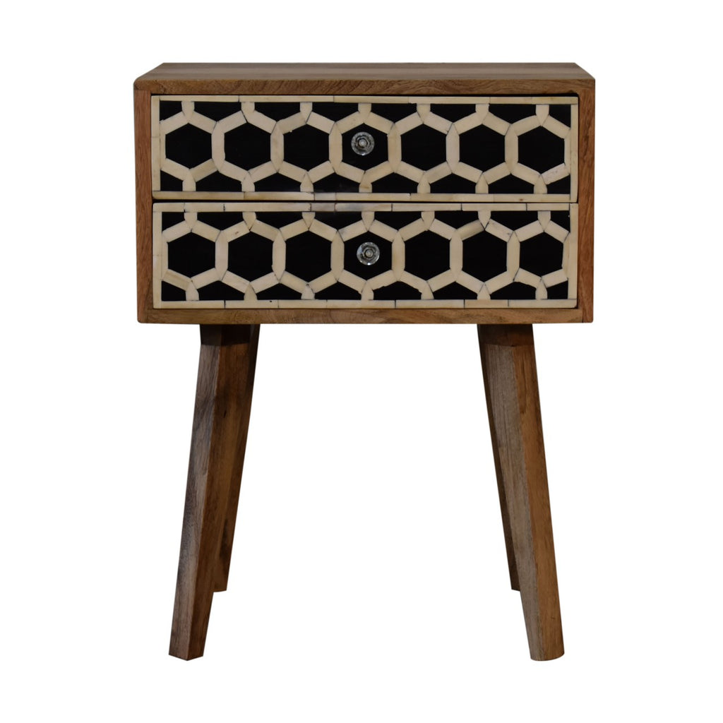 Table de chevet Bone marqueté Scandi