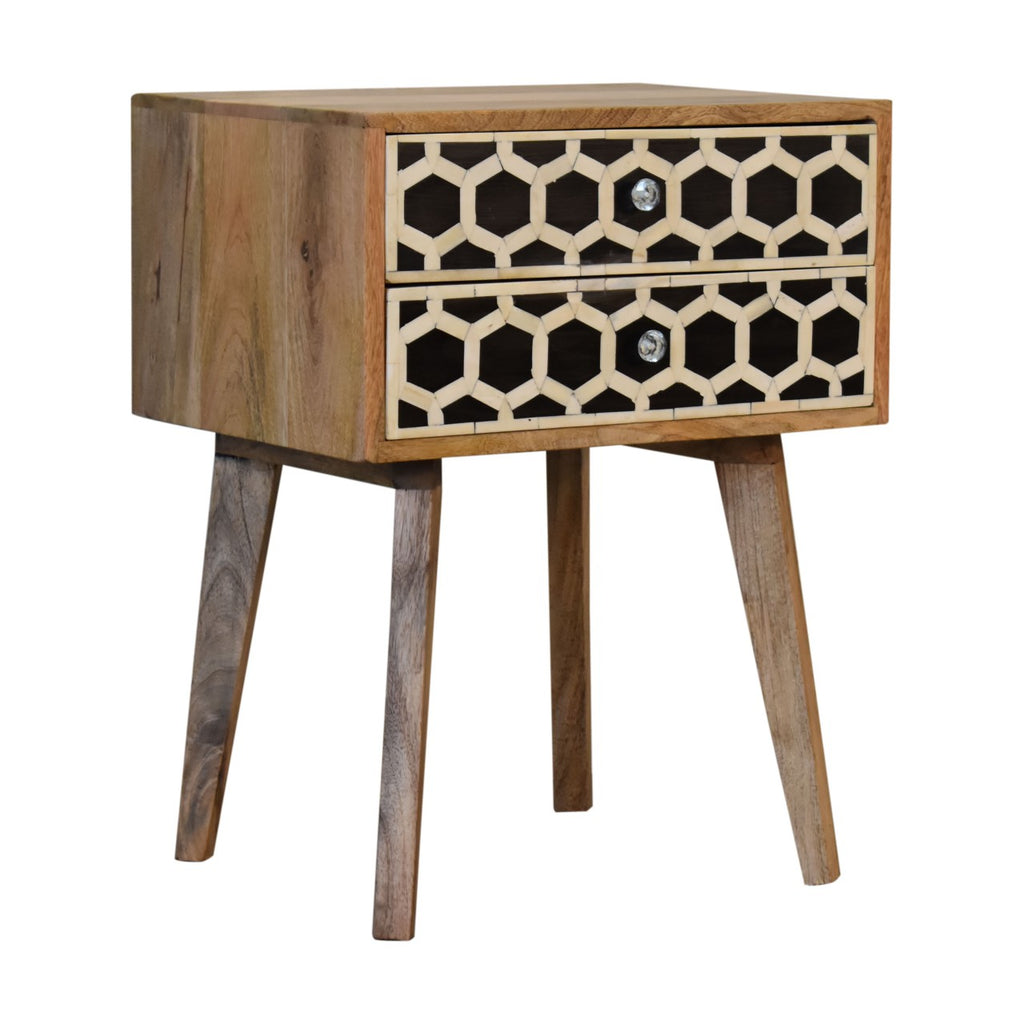 Table de chevet Bone marqueté Scandi