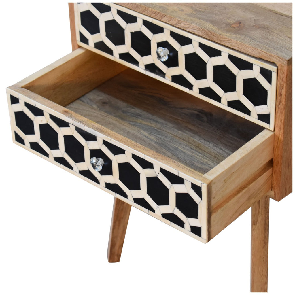 Table de chevet Bone marqueté Scandi