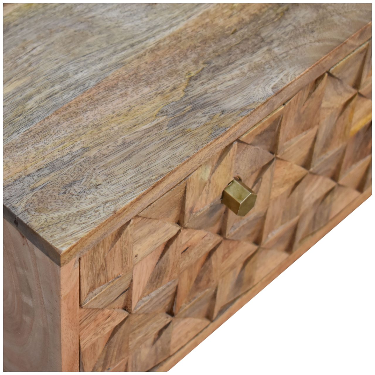 Banc de Rangement Sculpté Ananas Finition Chêne