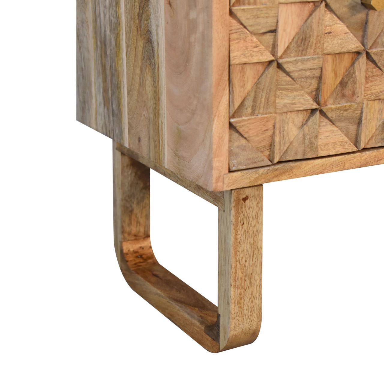 Banc de Rangement Sculpté Ananas Finition Chêne