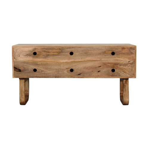 Banc de Rangement Sculpté Ananas Finition Chêne