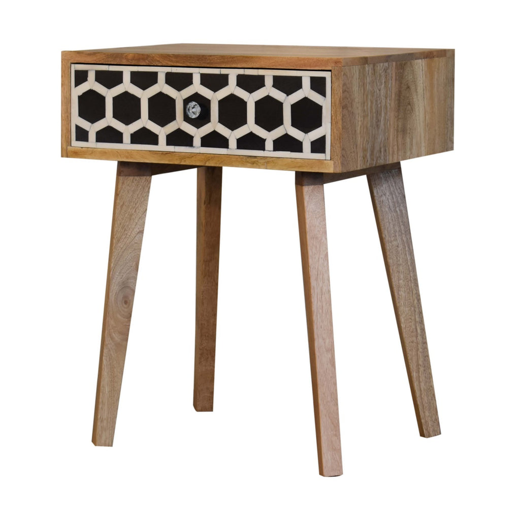 Table de chevet Bone marqueté Tapered
