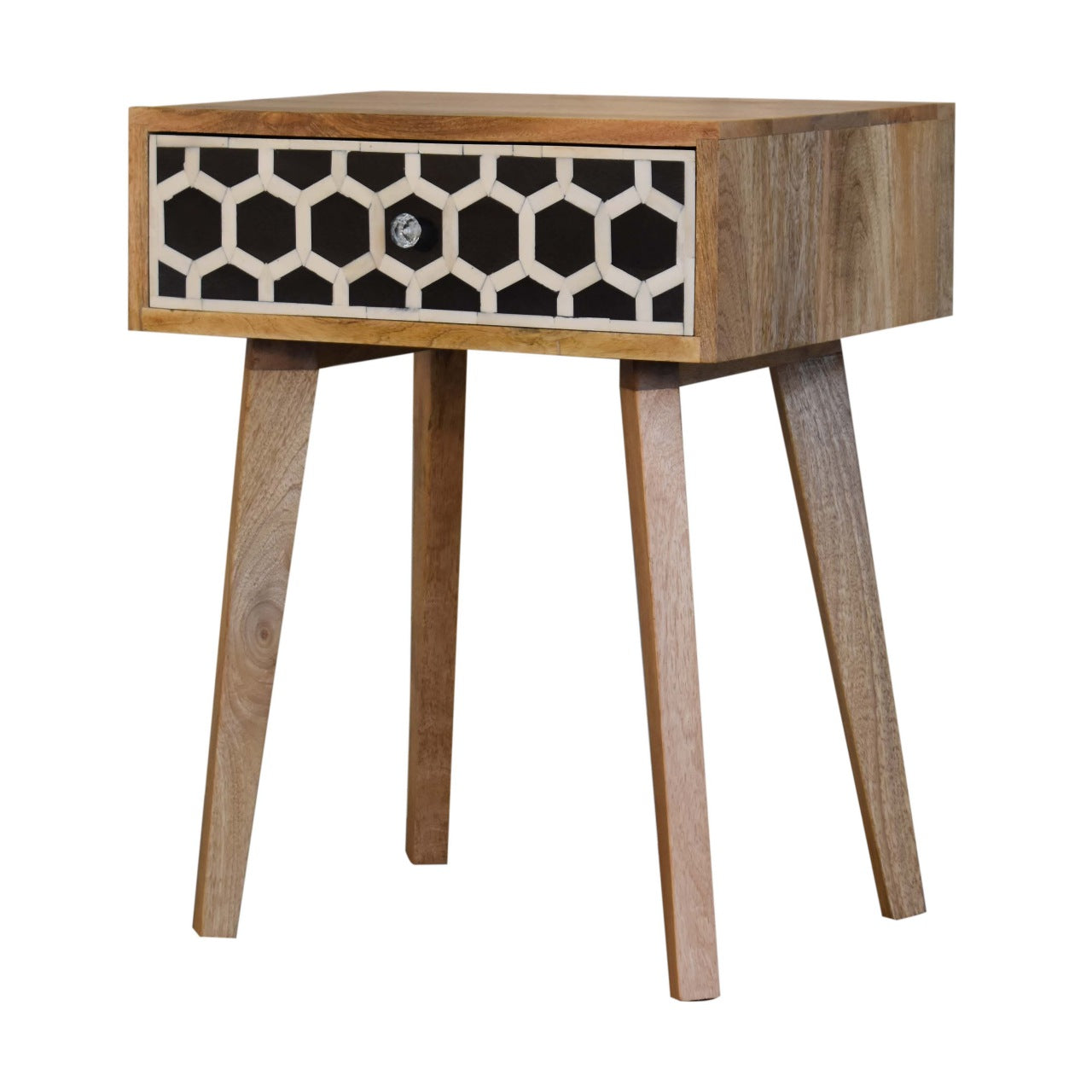 Table de chevet Bone marqueté Tapered