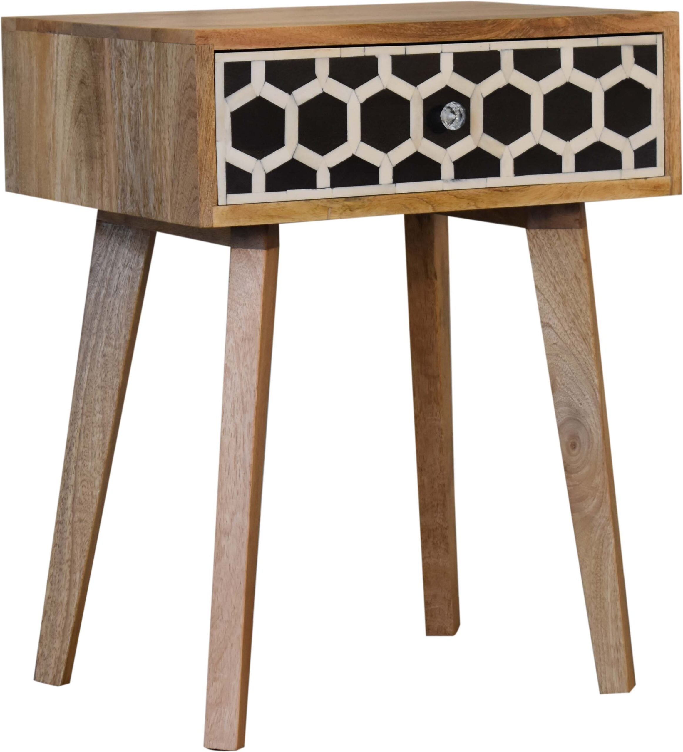 Table de chevet Bone marqueté Tapered