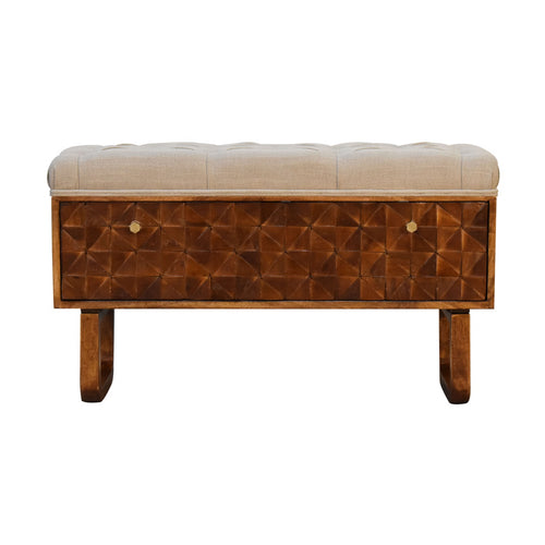 Banc de Rangement Châtaigne Sculpté « U »