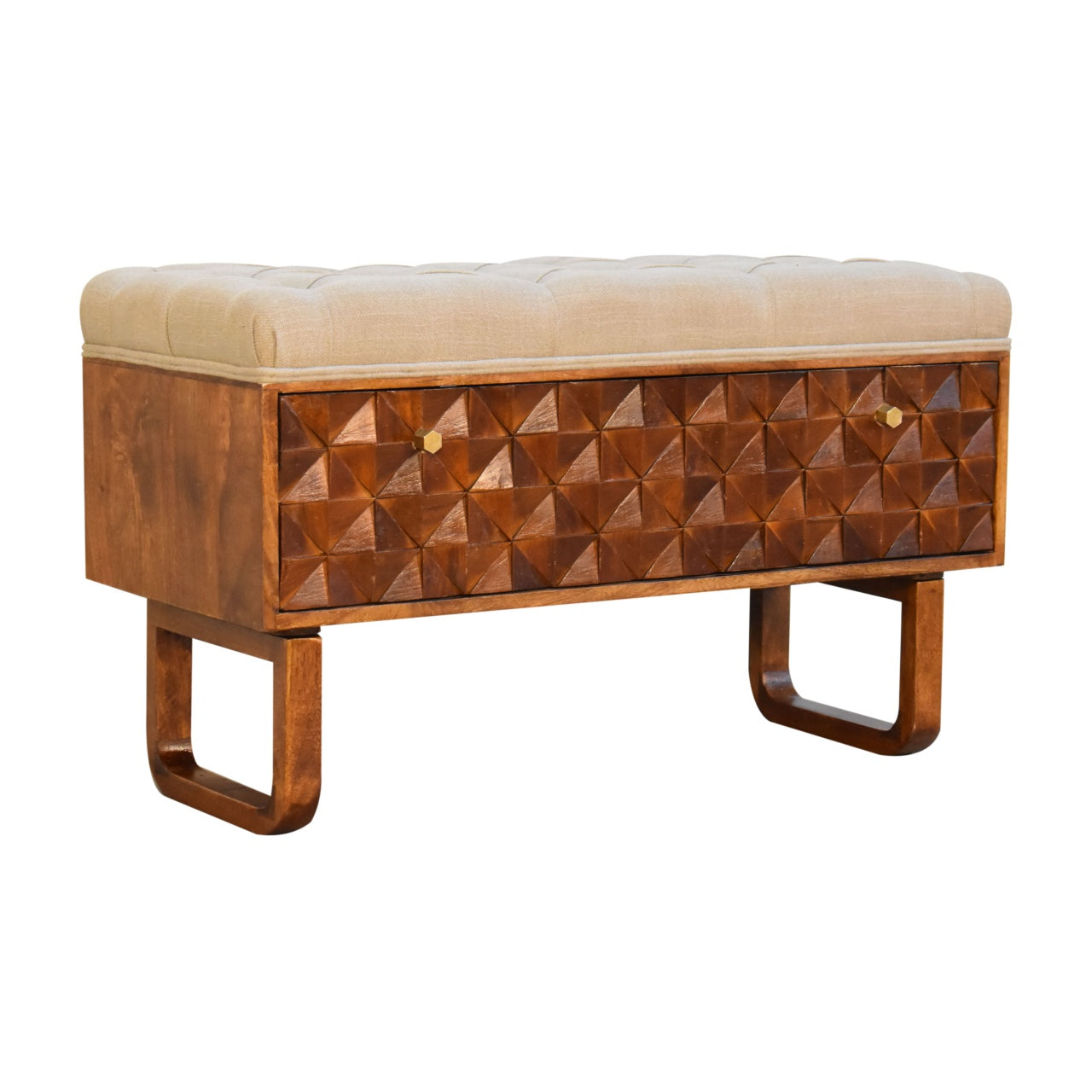 Banc de Rangement Châtaigne Sculpté « U »