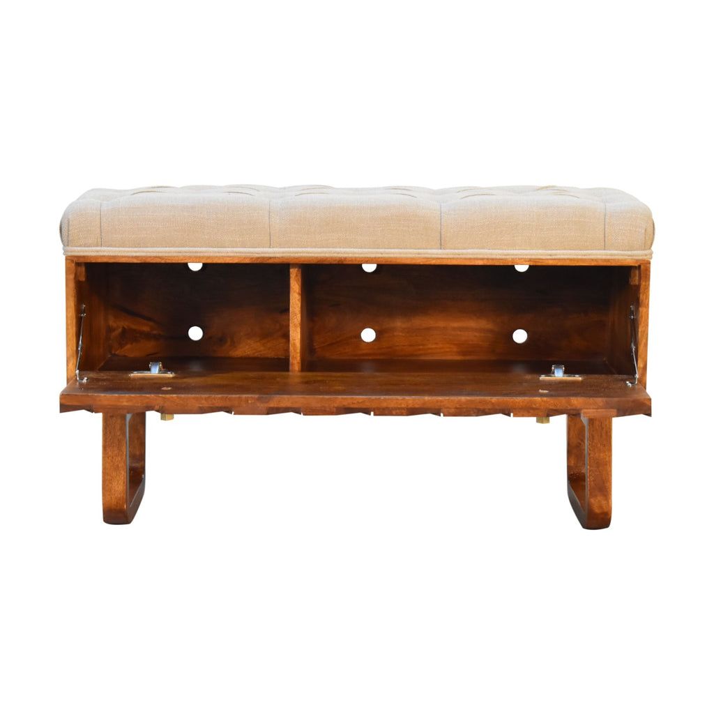 Banc de Rangement Châtaigne Sculpté « U »