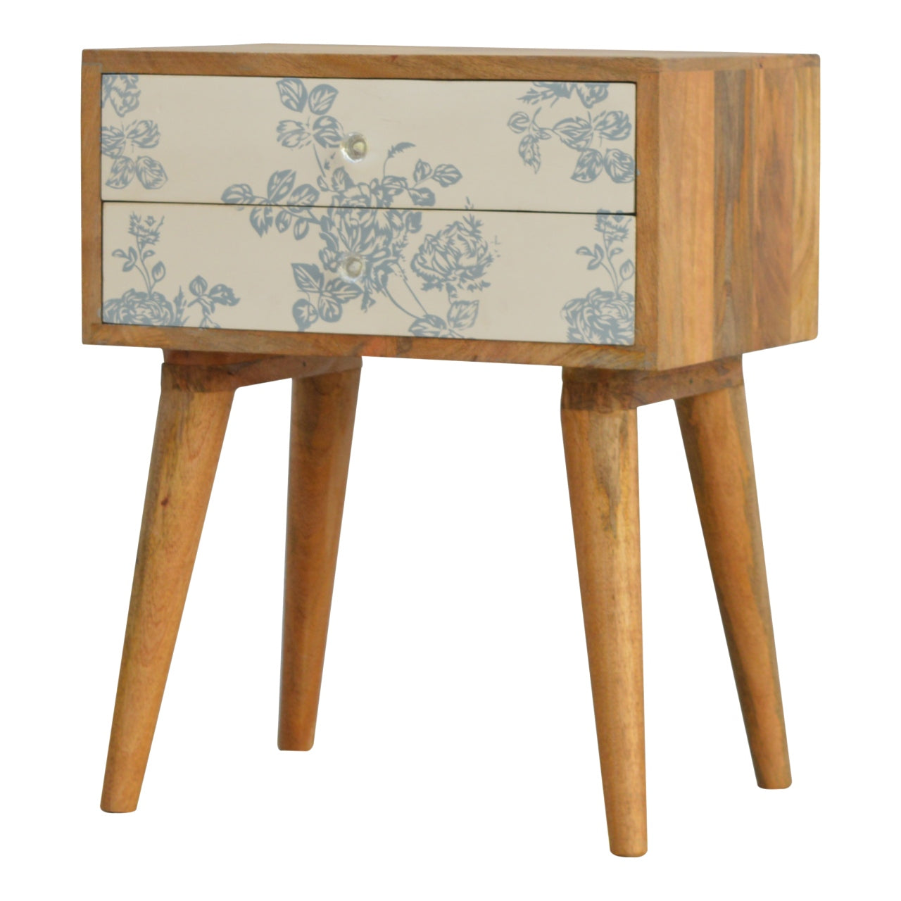 Table de chevet bleu Floral Screen Printed