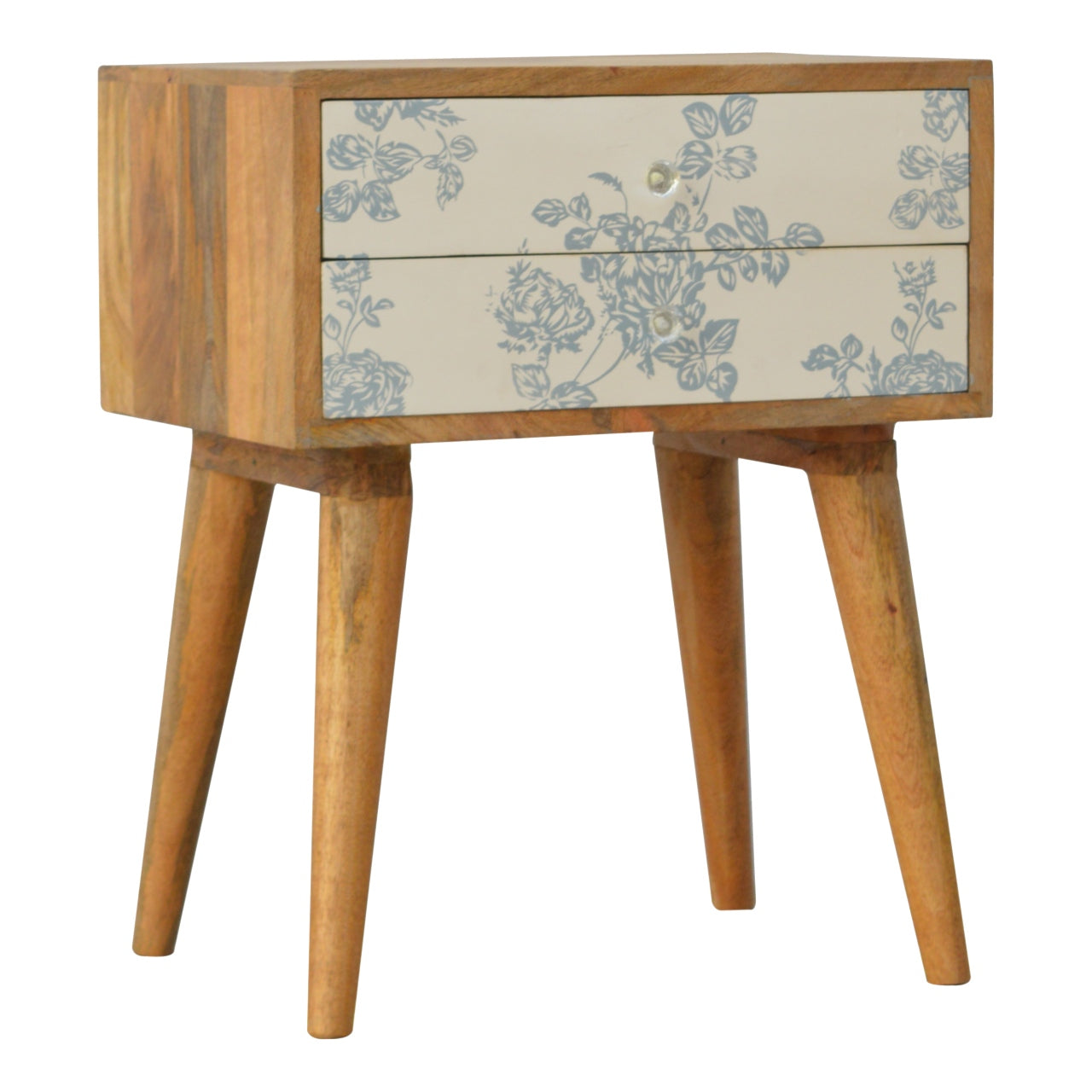 Table de chevet bleu Floral Screen Printed