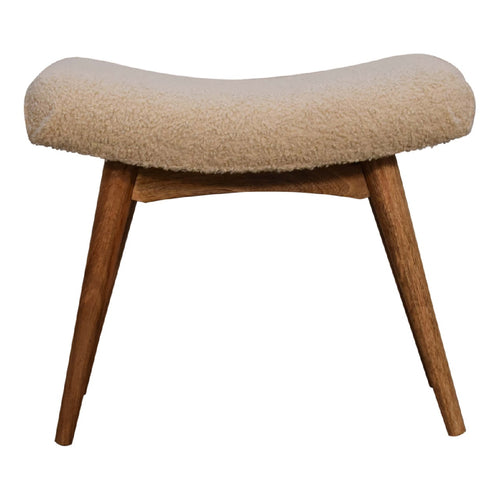 Banc bouclé crème courbé