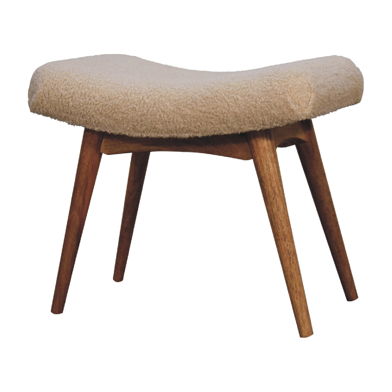 Banc bouclé crème courbé