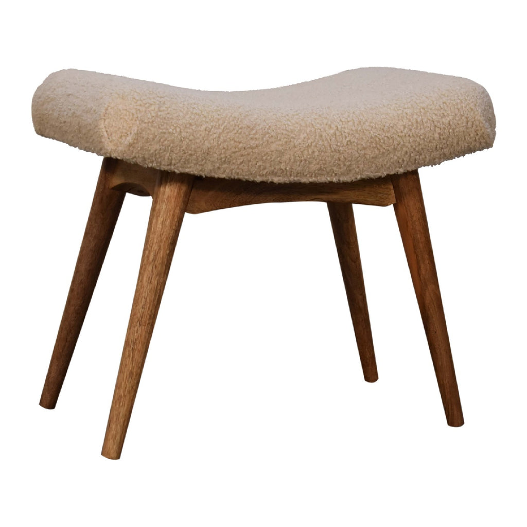Banc bouclé crème courbé