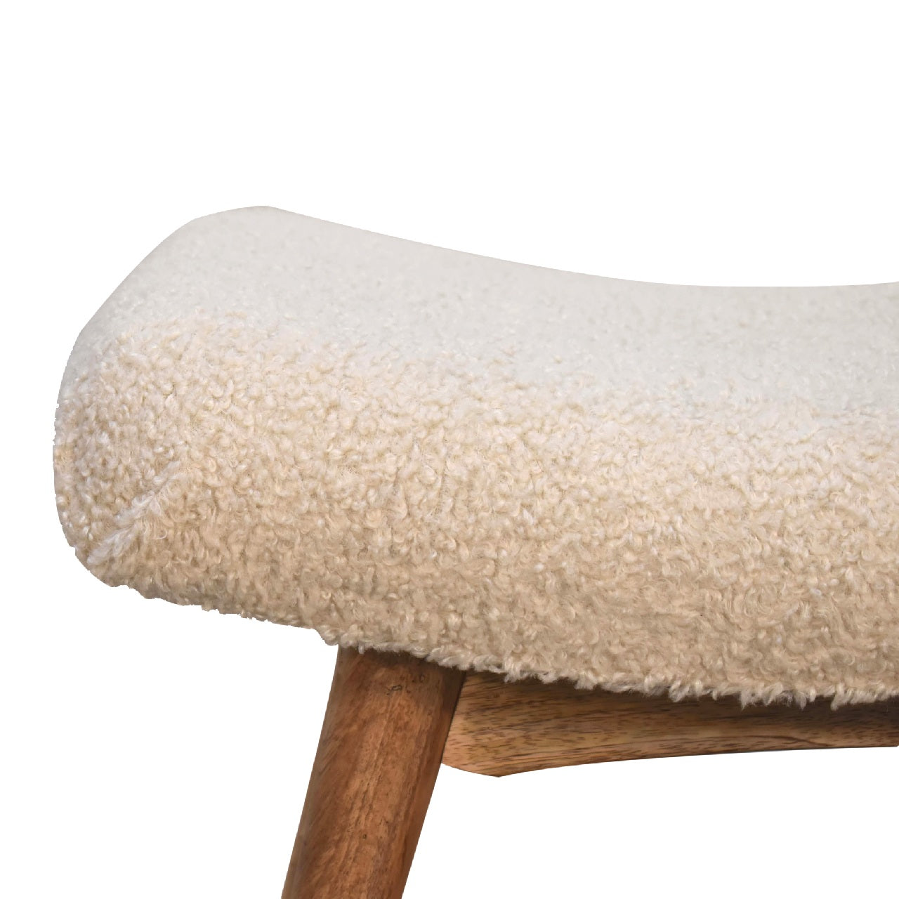 Banc bouclé crème courbé