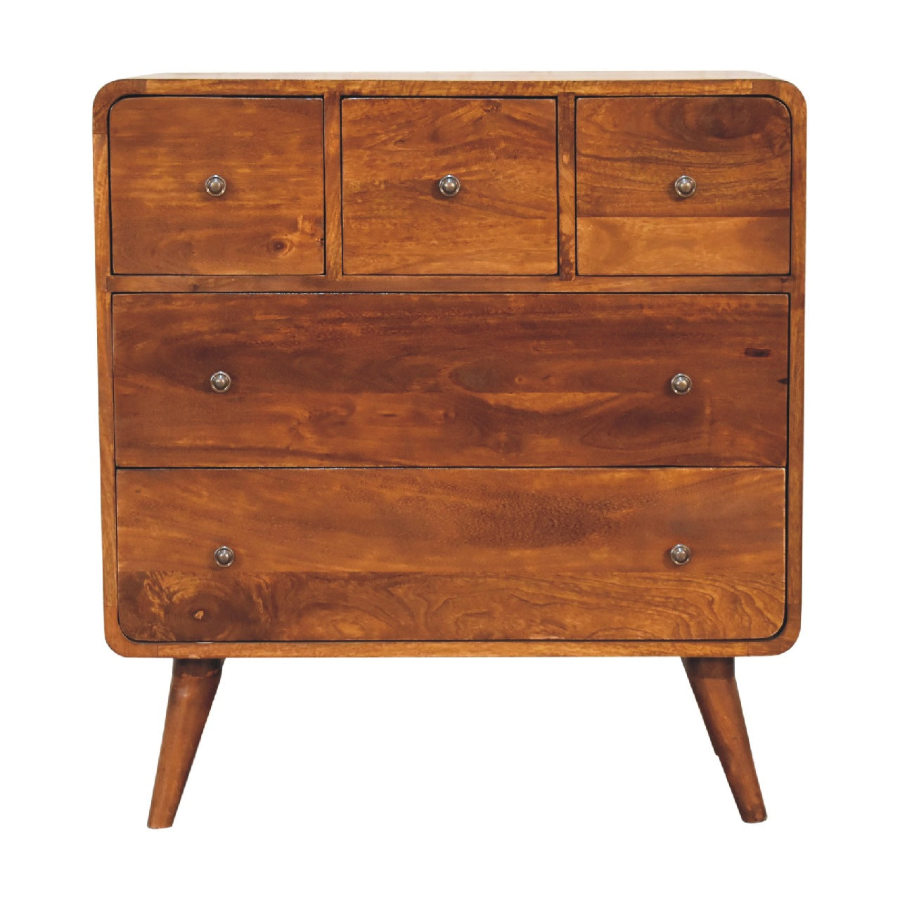 Commode 5 Tiroirs (3+2) courbé châtaigne