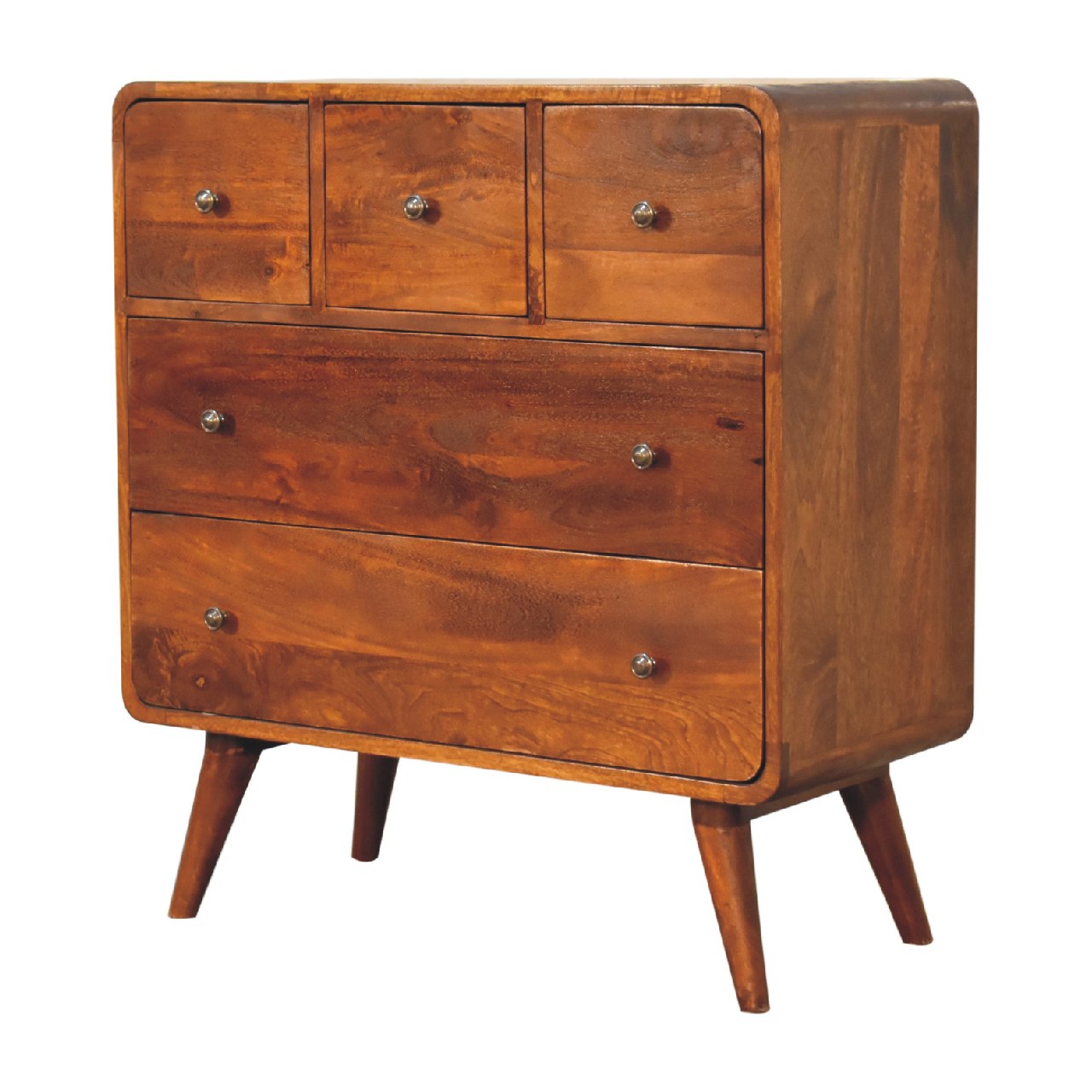 Commode 5 Tiroirs (3+2) courbé châtaigne