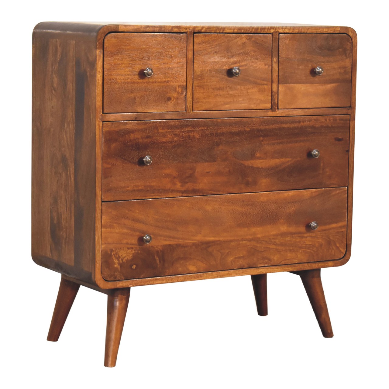 Commode 5 Tiroirs (3+2) courbé châtaigne