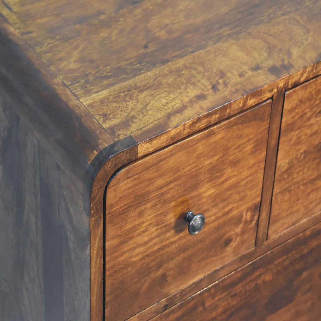 Commode 5 Tiroirs (3+2) courbé châtaigne