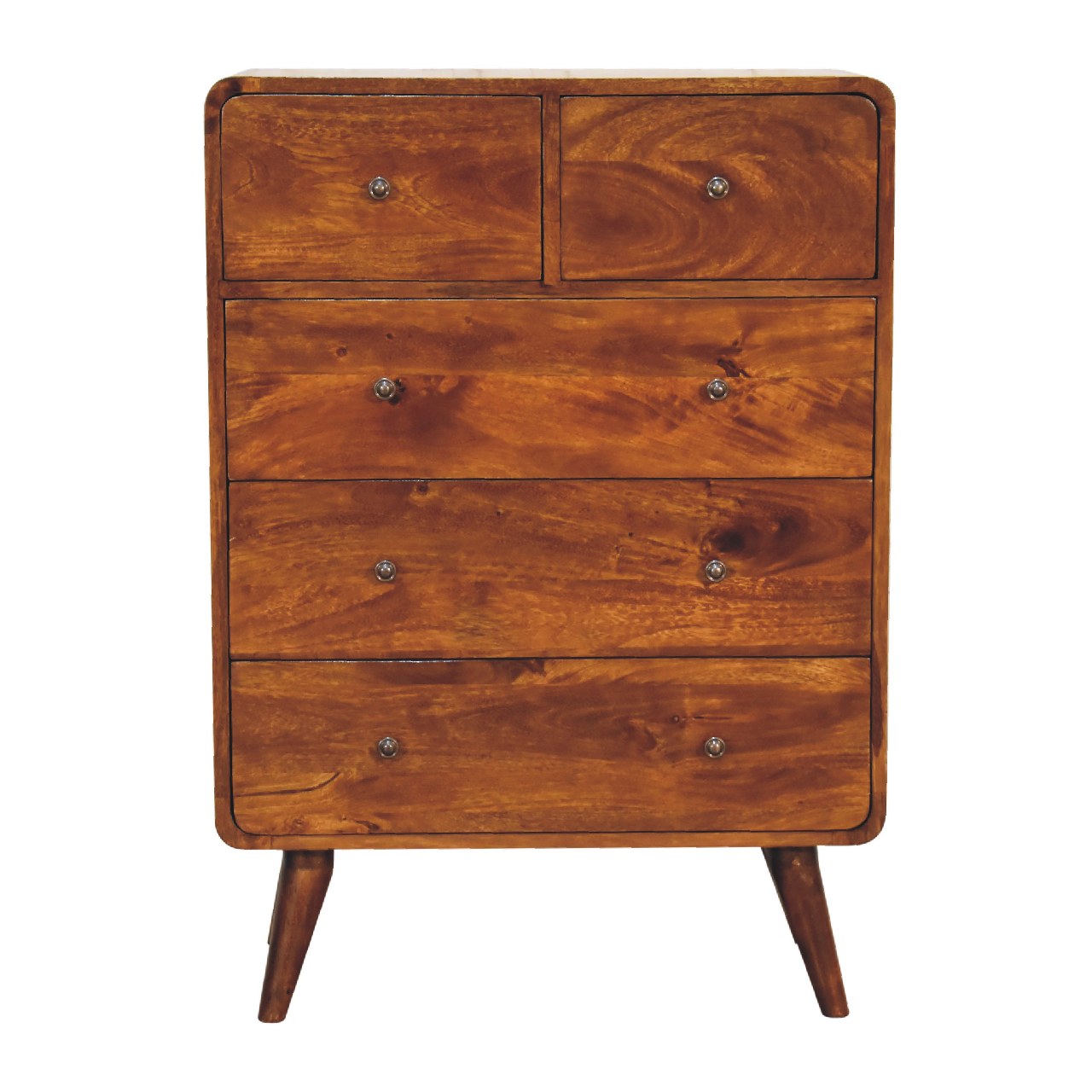 Commode Courbée 5 Tiroirs (2+3) Châtaigne