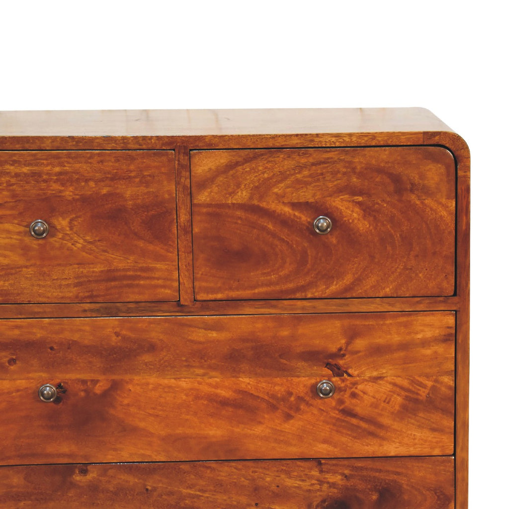 Commode Courbée 5 Tiroirs (2+3) Châtaigne