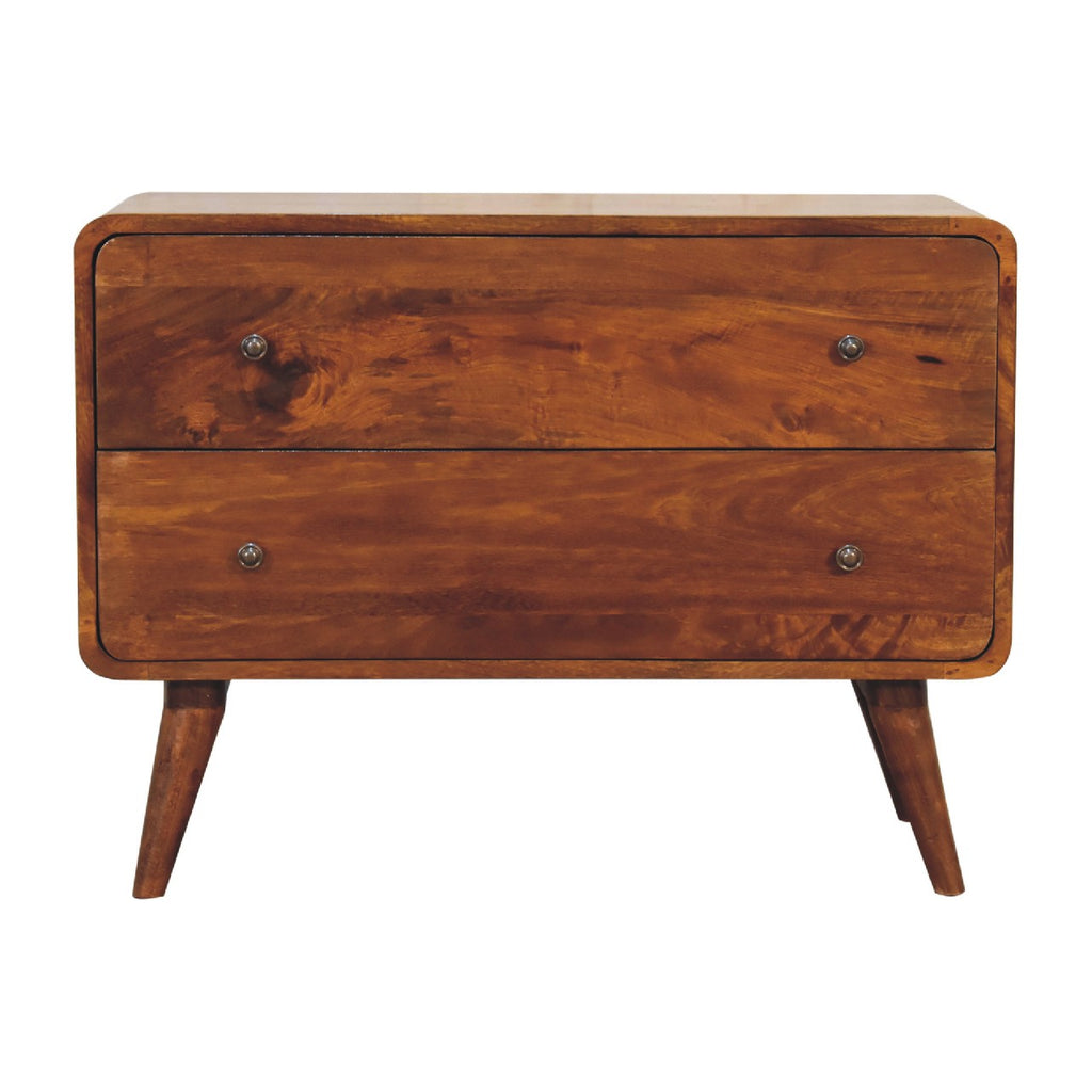 Commode Courbée 2 Tiroirs Châtaigne