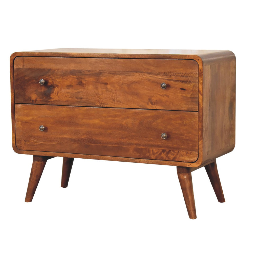 Commode Courbée 2 Tiroirs Châtaigne