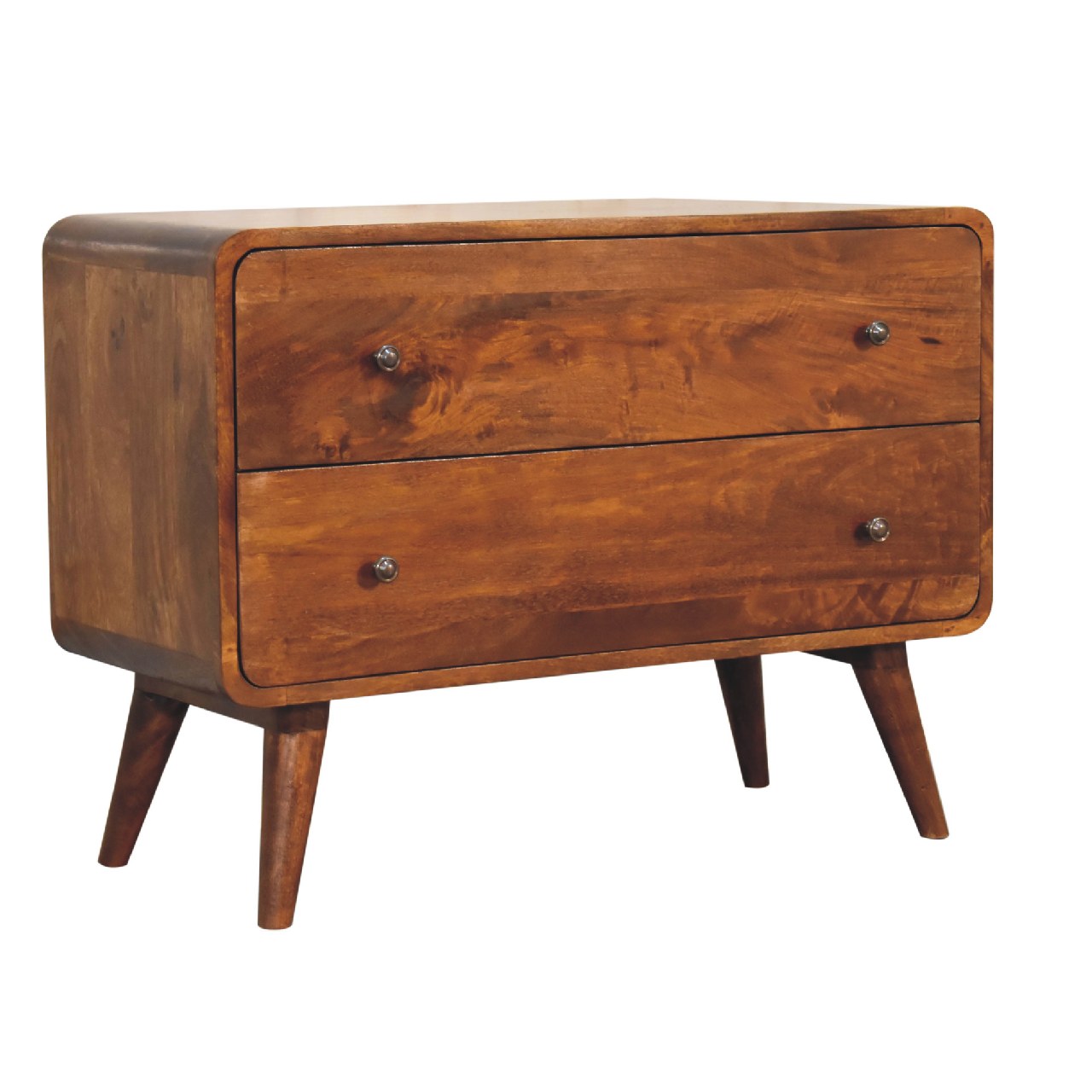 Commode Courbée 2 Tiroirs Châtaigne