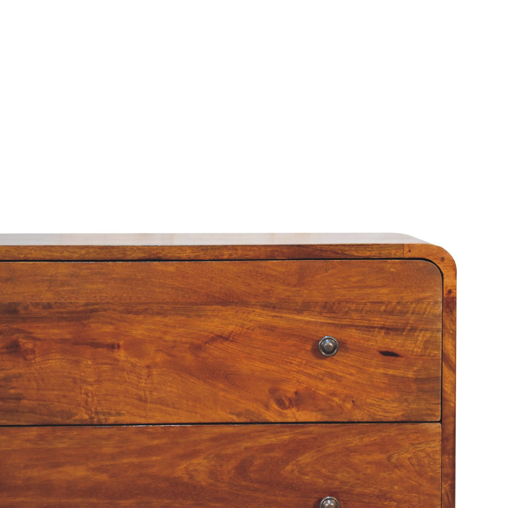 Commode Courbée 2 Tiroirs Châtaigne