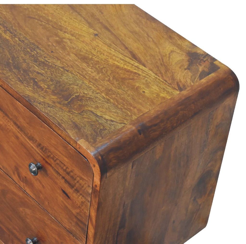Commode Courbée 2 Tiroirs Châtaigne