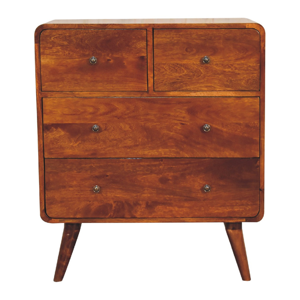 Commode Courbée 4 Tiroirs (2+2) Châtaigne