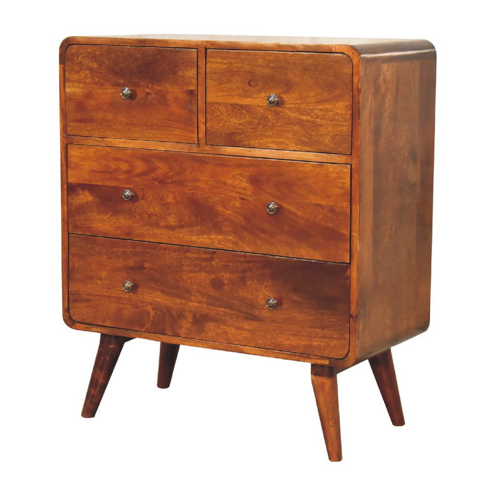 Commode Courbée 4 Tiroirs (2+2) Châtaigne