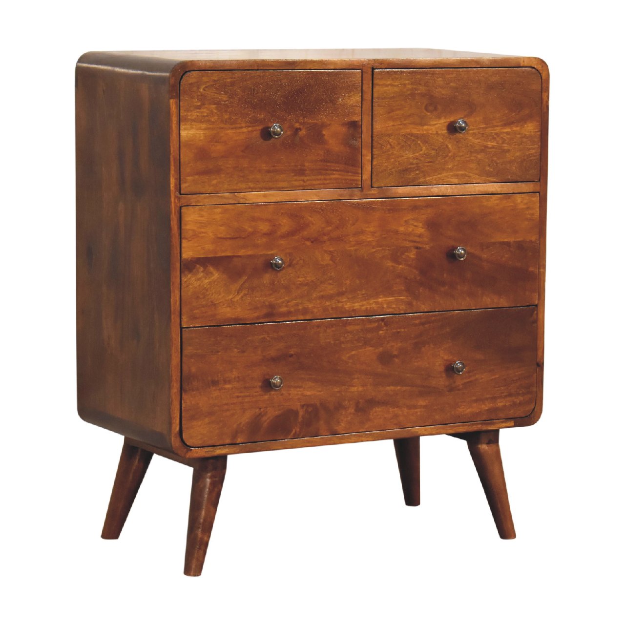 Commode Courbée 4 Tiroirs (2+2) Châtaigne