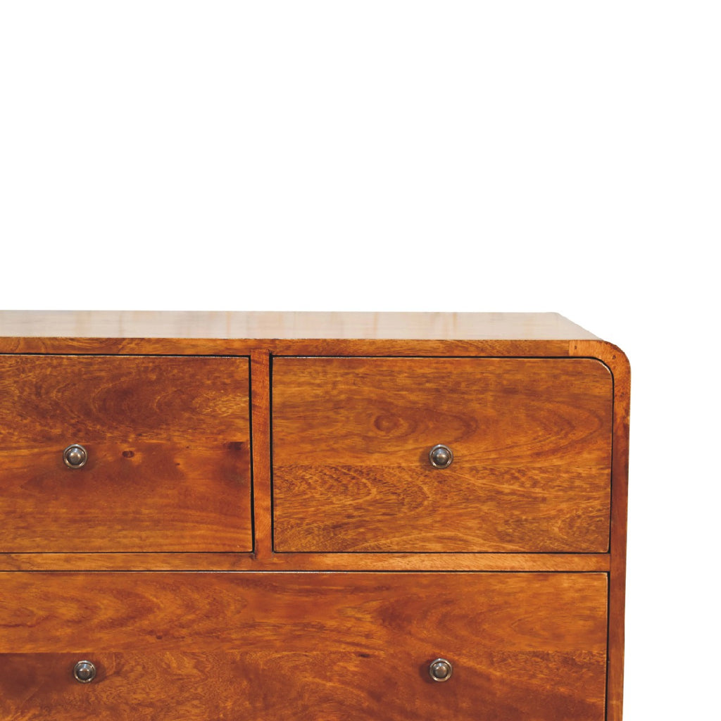 Commode Courbée 4 Tiroirs (2+2) Châtaigne