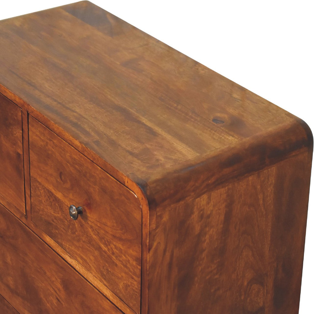 Commode Courbée 4 Tiroirs (2+2) Châtaigne