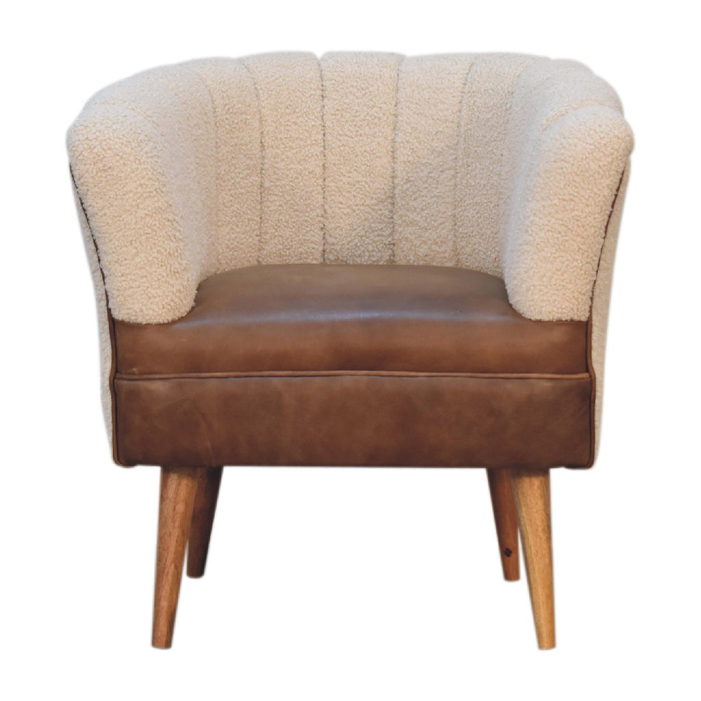 Fauteuil bouclé crème buffle