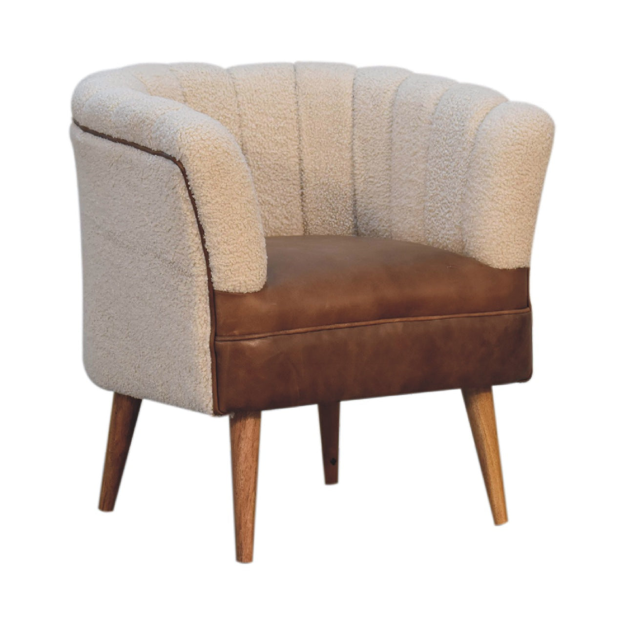 Fauteuil bouclé crème buffle