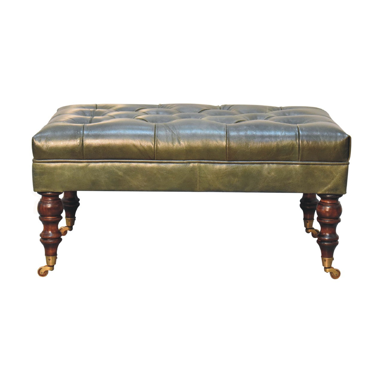 Pouf buffle vert cuir Castor Legs