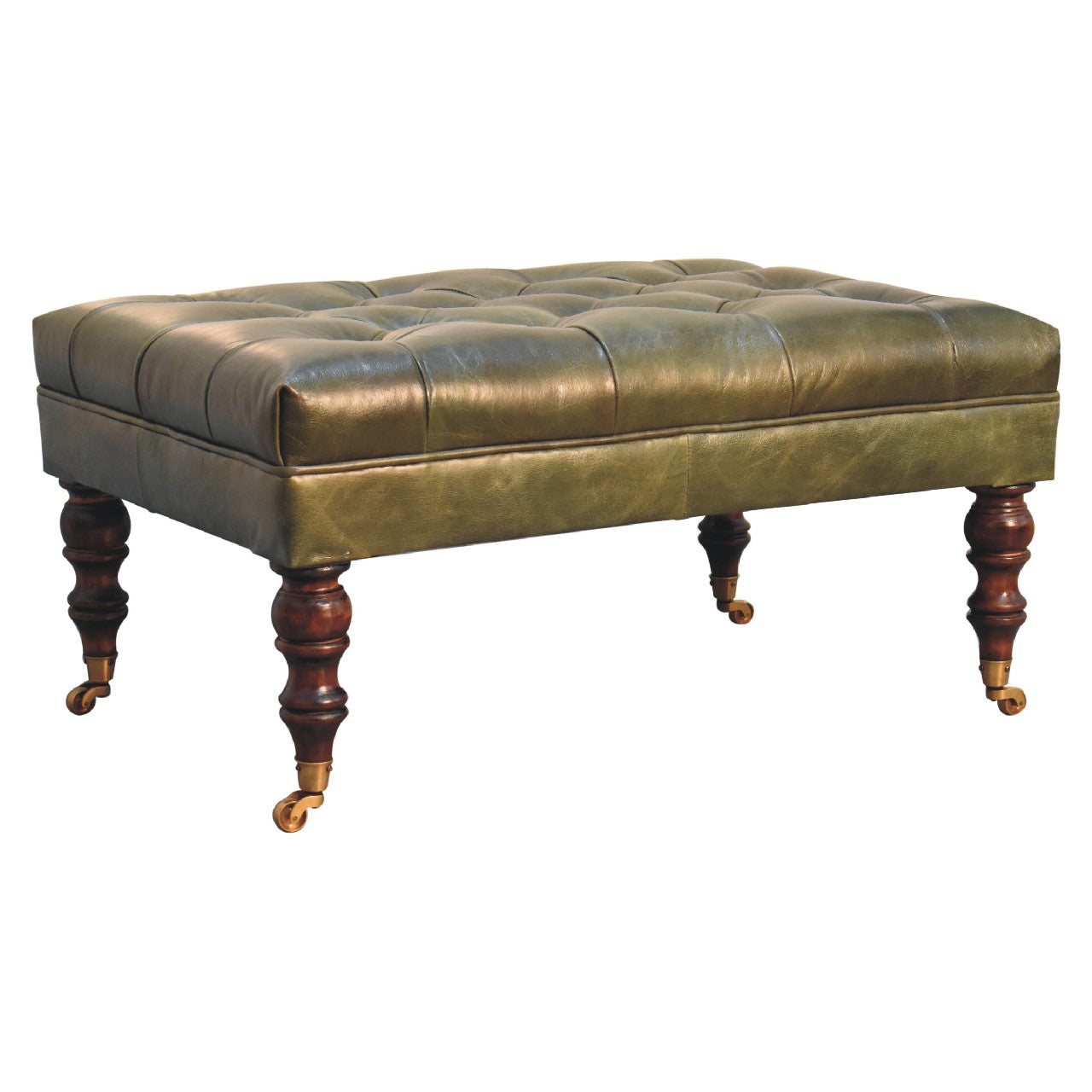 Pouf buffle vert cuir Castor Legs