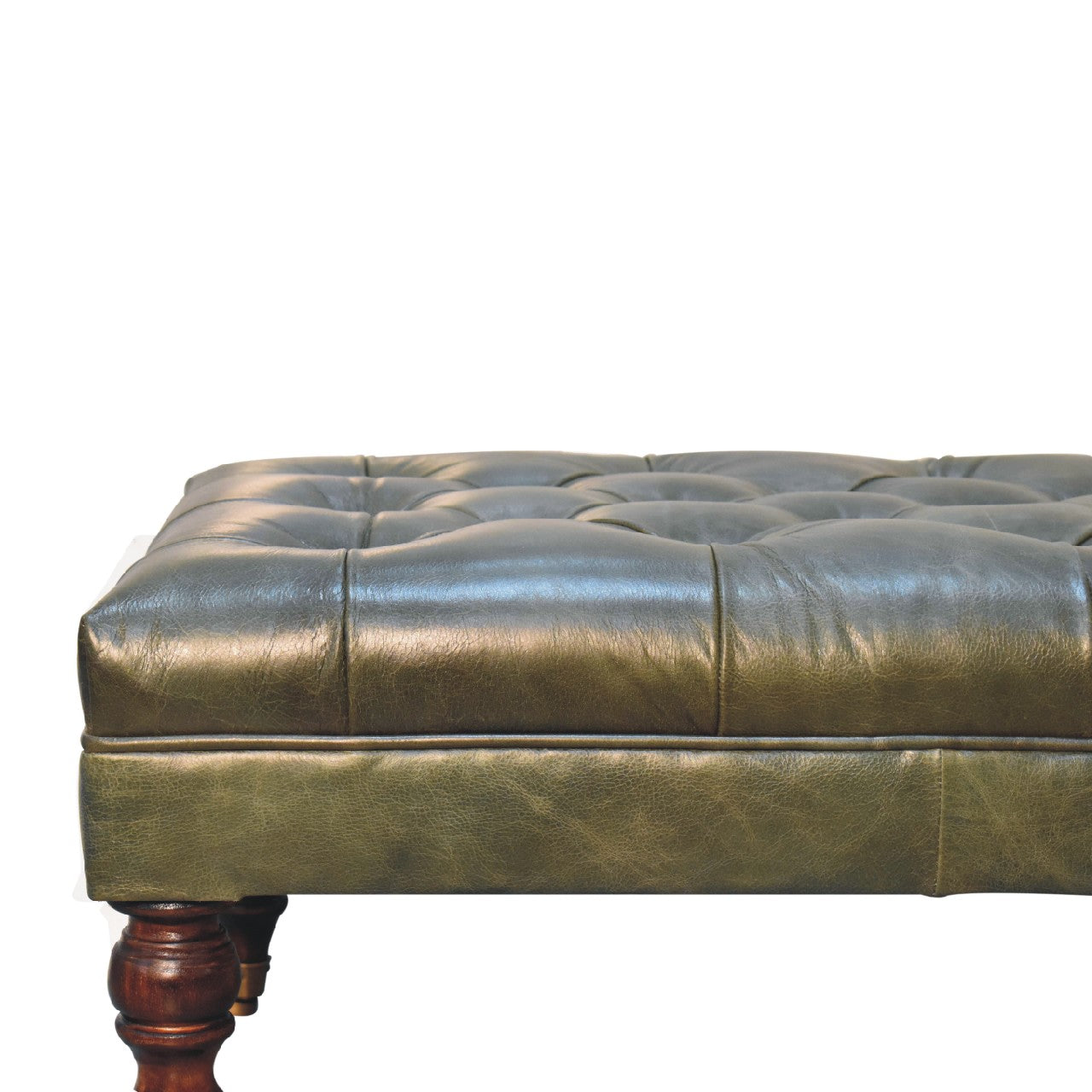 Pouf buffle vert cuir Castor Legs