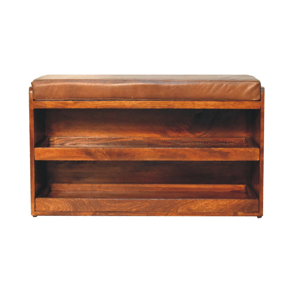 Banc à chaussures buffle châtaigne