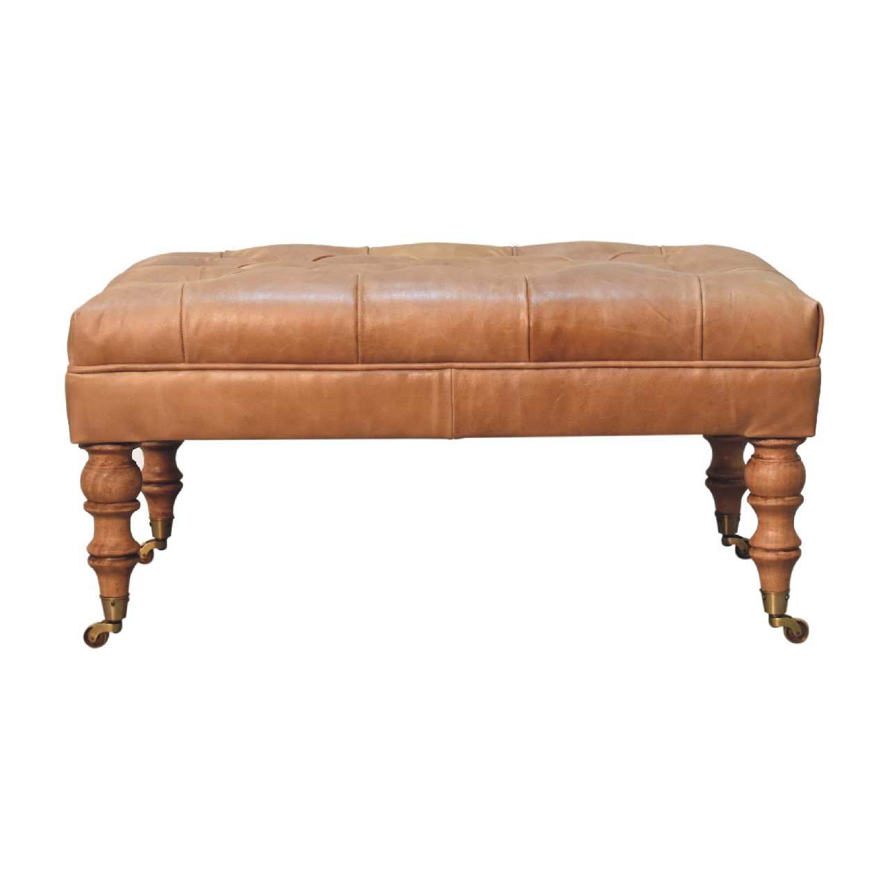 Pouf buffle fauve cuir Castor Legs