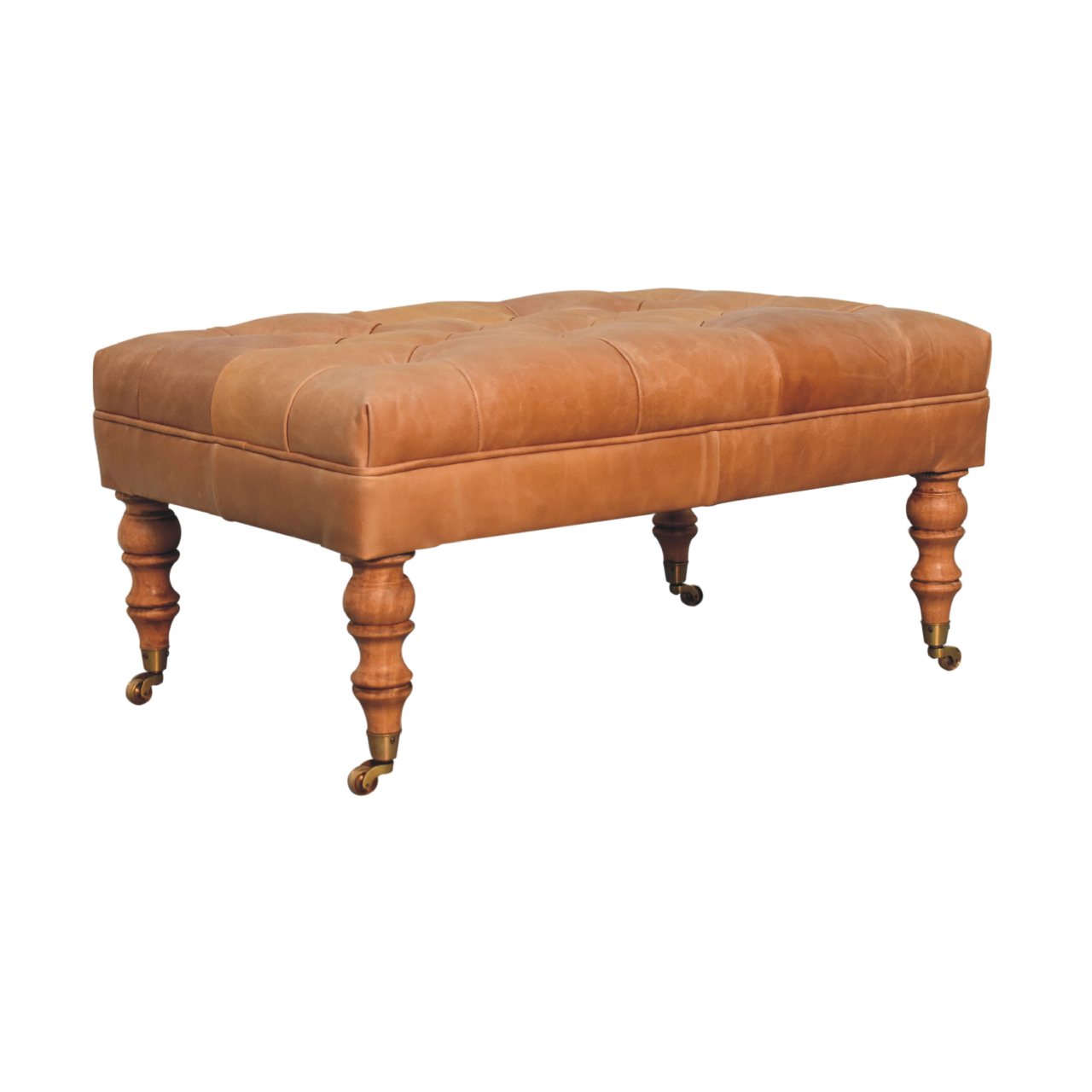 Pouf buffle fauve cuir Castor Legs