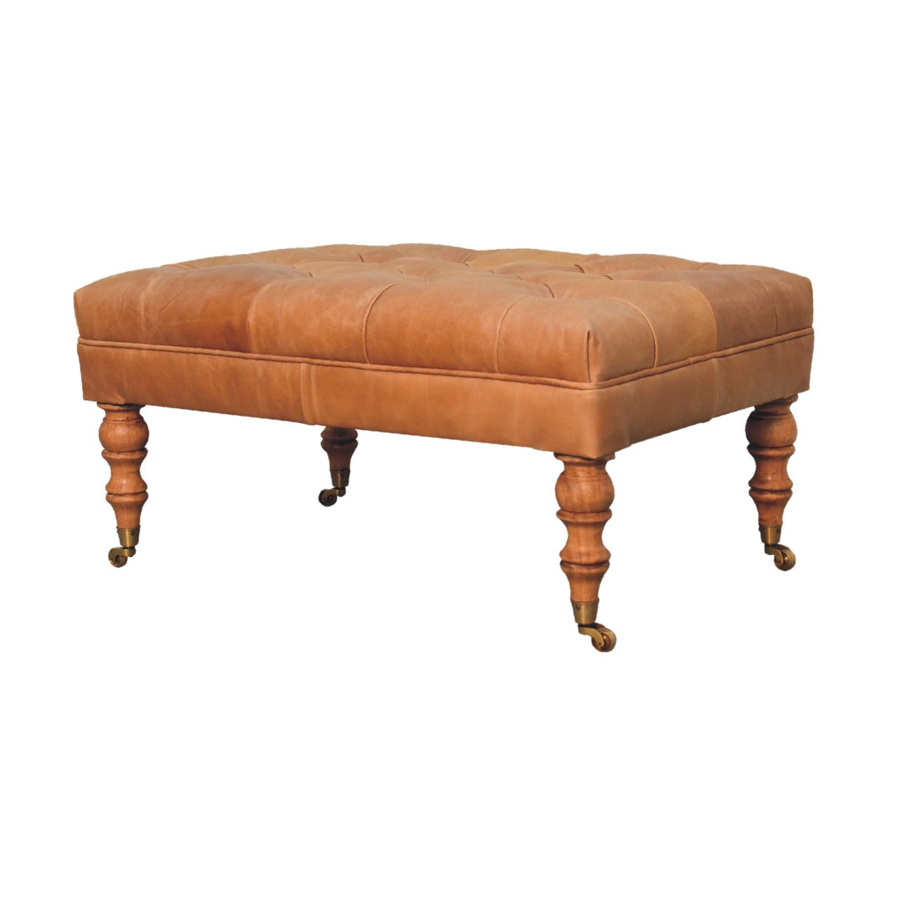 Pouf buffle fauve cuir Castor Legs