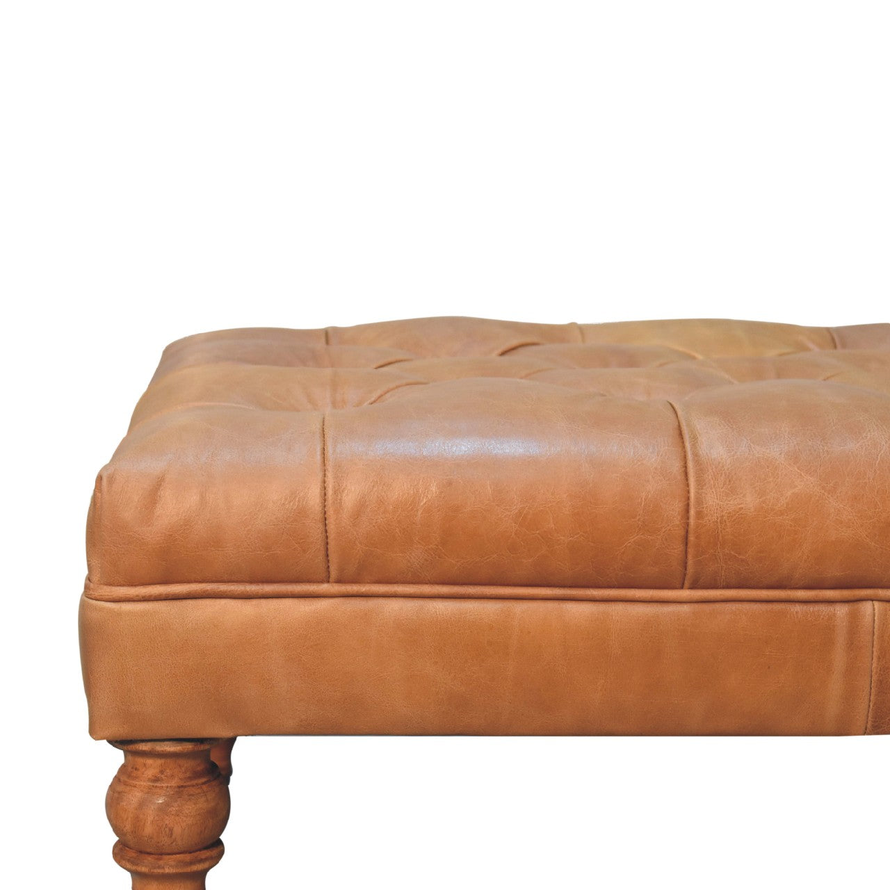 Pouf buffle fauve cuir Castor Legs