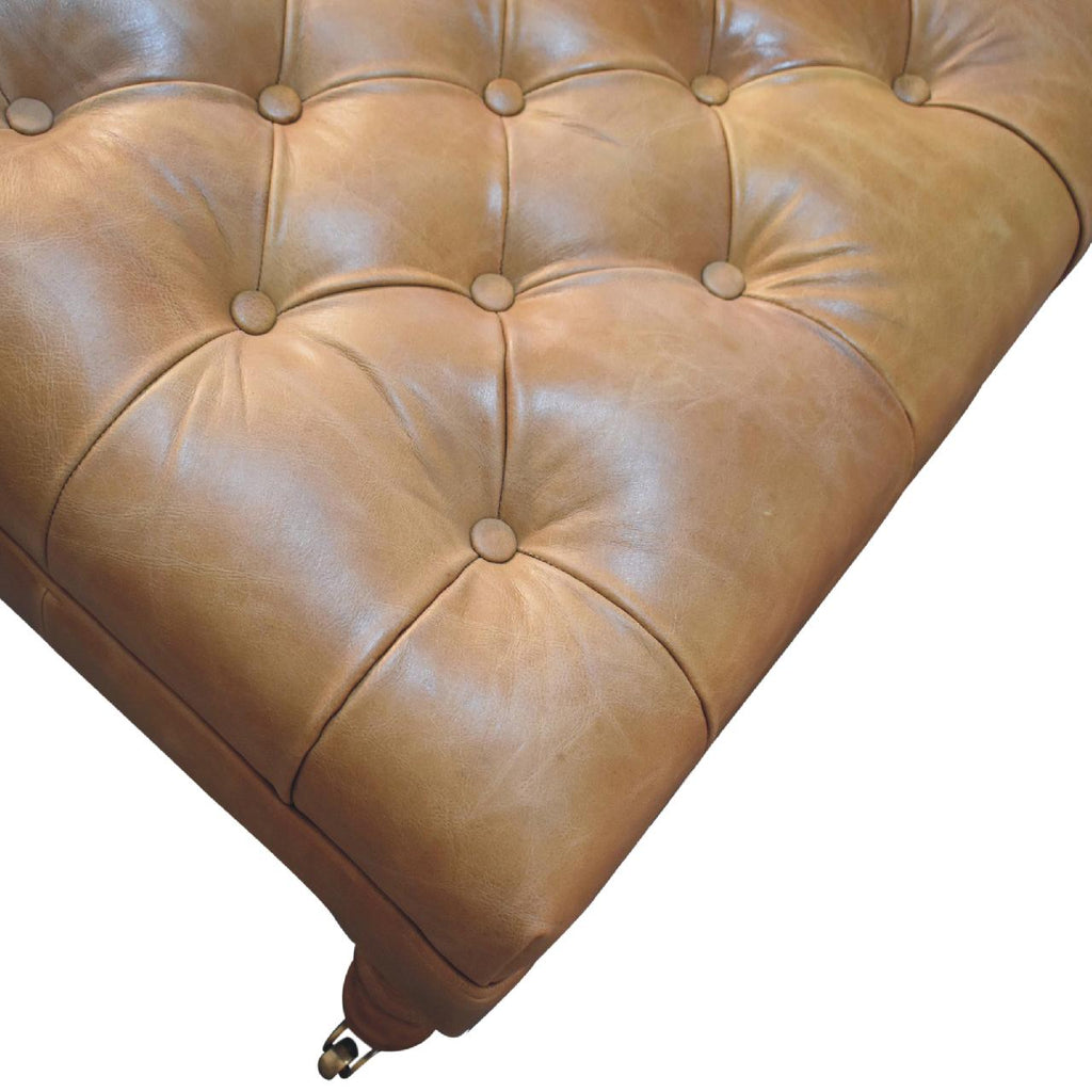 Pouf buffle fauve cuir Castor Legs